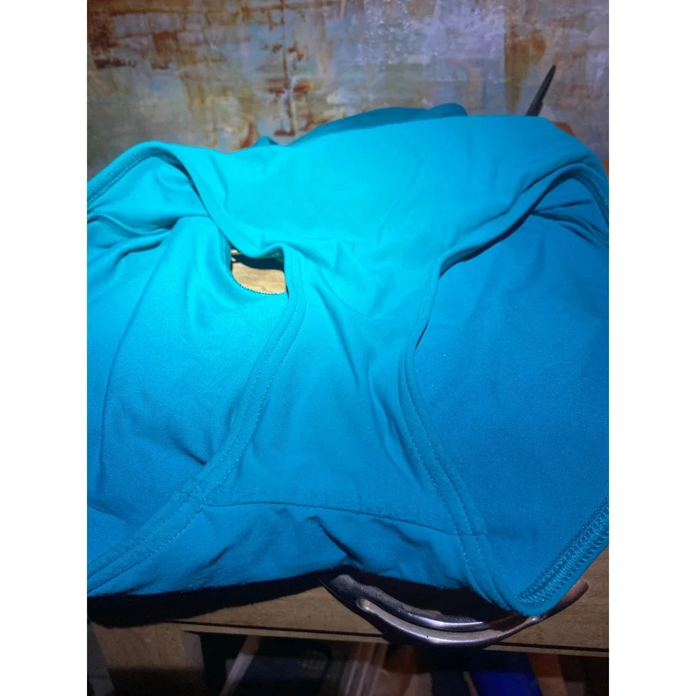 Calvin Klein Womens Turquoise Blue Cross Strap Open Back One Piece Swimsuit 10 - Picture 6 of 7